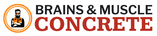 Brains & Muscle Concrete Logo